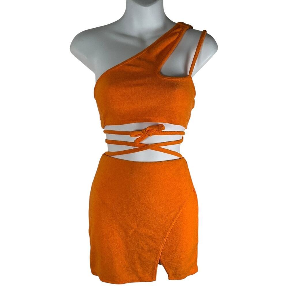 Made In The UK Two Piece Set One Shoulder Crop Skirt Y2K Vacation Beach Resort